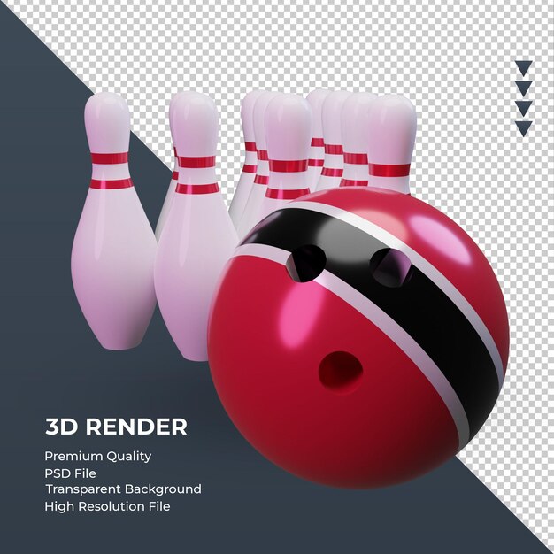 3d dia de boliche bandeira de Trinidad e Tobago renderizando a vista esquerda