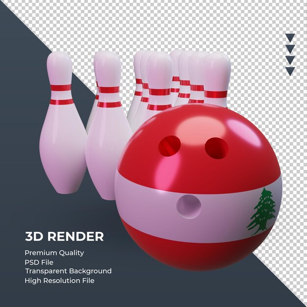 3d dia de boliche bandeira do Líbano renderizando a vista esquerda