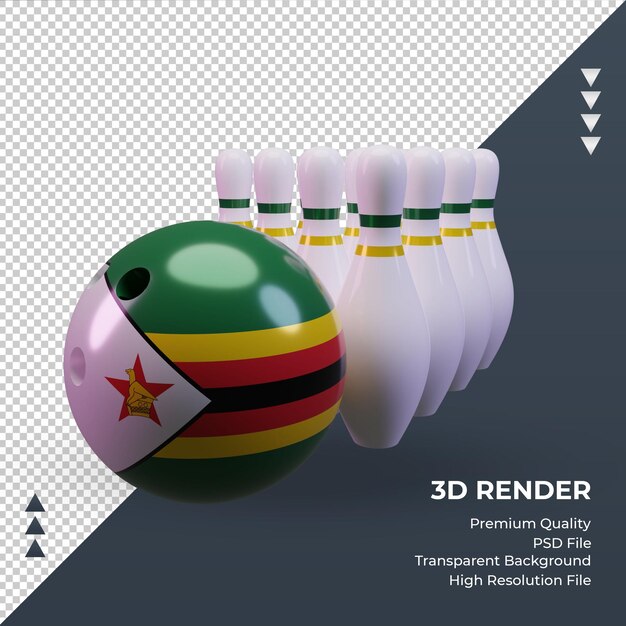 PSD 3d dia de boliche bandeira do zimbábue renderização vista frontal