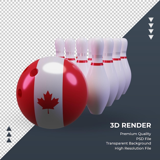 PSD 3d dia de boliche canadá bandeira renderização vista frontal