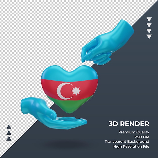 PSD 3d dia de caridade bandeira do azerbaijão renderização vista frontal