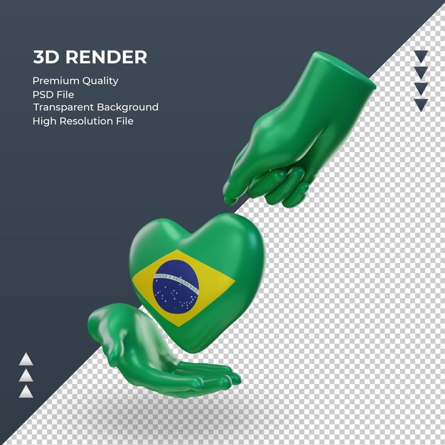 PSD 3d dia de caridade bandeira do brasil renderizando a visão correta