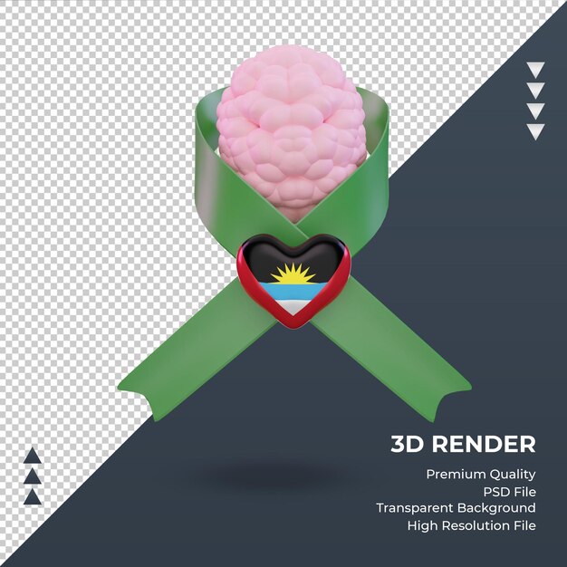 PSD 3d dia de saúde mental bandeira de antígua e barbuda renderizando vista frontal