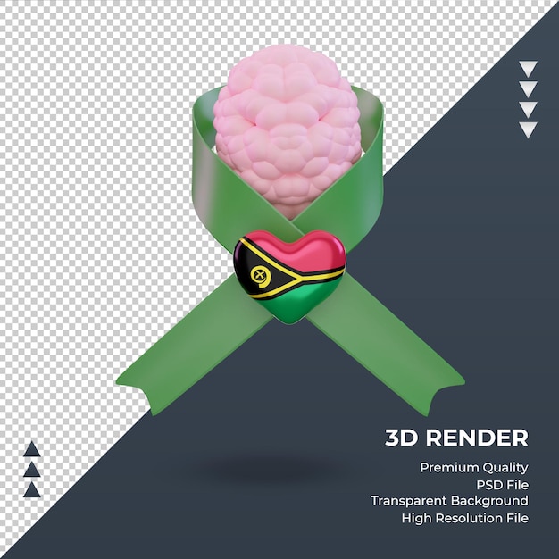 PSD 3d dia de saúde mental bandeira de vanuatu renderização vista frontal