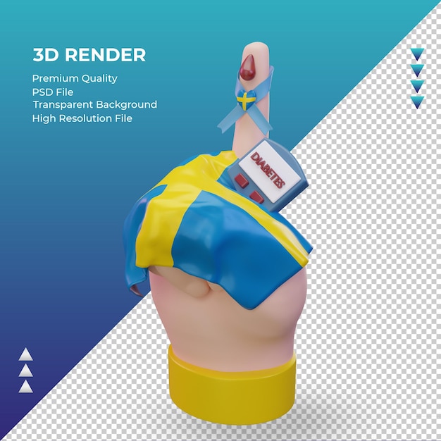 3d Dia do Diabetes na Suécia renderizando a visão correta