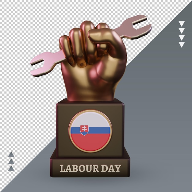 PSD 3d dia do trabalho bandeira da eslováquia renderização vista frontal