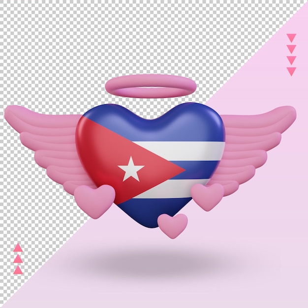 3d dia dos namorados amor bandeira cuba renderização vista frontal