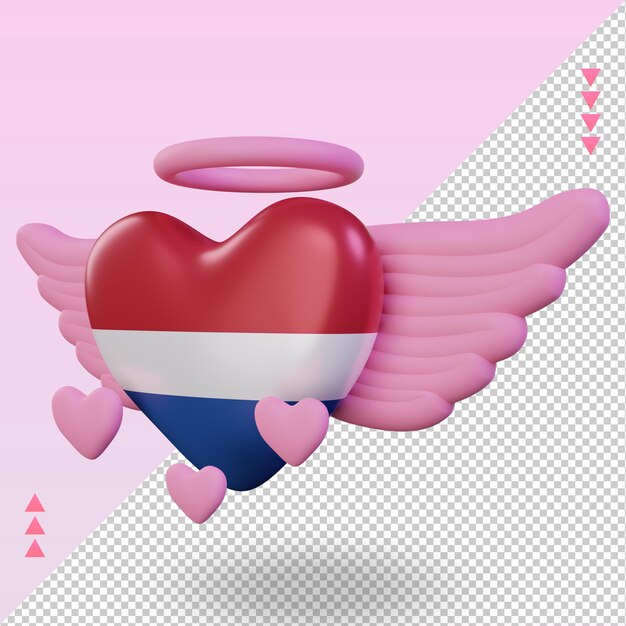 3d dia dos namorados amor bandeira da holanda renderizando vista correta