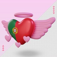 3d dia dos namorados amor bandeira de portugal renderizando a vista certa