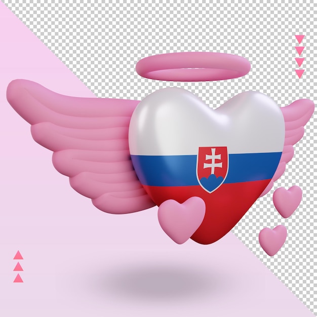 3d dia dos namorados com a bandeira da eslováquia renderizando a vista esquerda