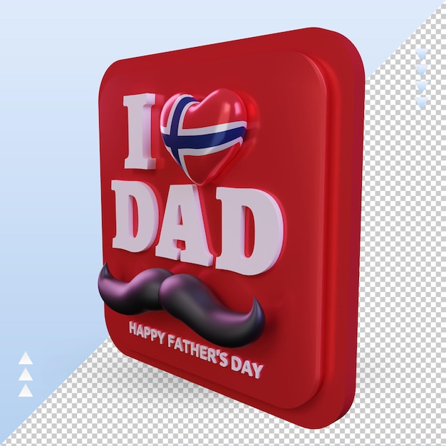 PSD 3d dia dos pais noruega amor bandeira renderização vista direita