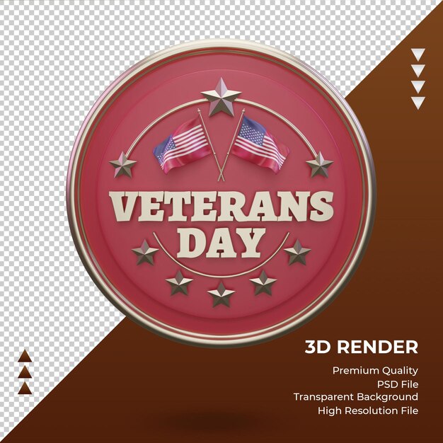 PSD 3d dia dos veteranos américa renderização vista frontal