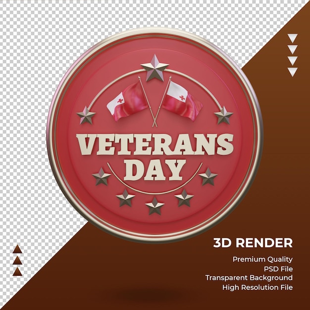 PSD 3d dia dos veteranos tonga renderização vista frontal