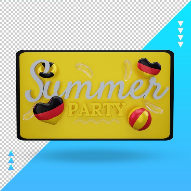 3d día de fiesta de verano amor bandera de Alemania renderizado vista frontal