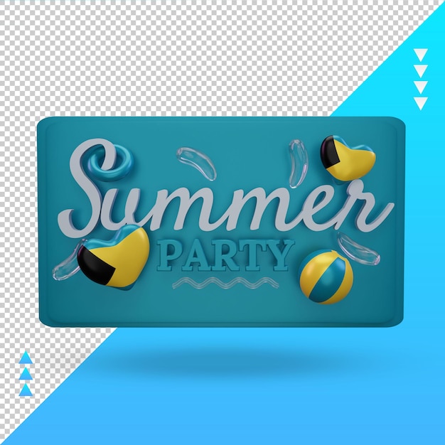 3d día de fiesta de verano amor bandera de Bahamas renderizado vista frontal