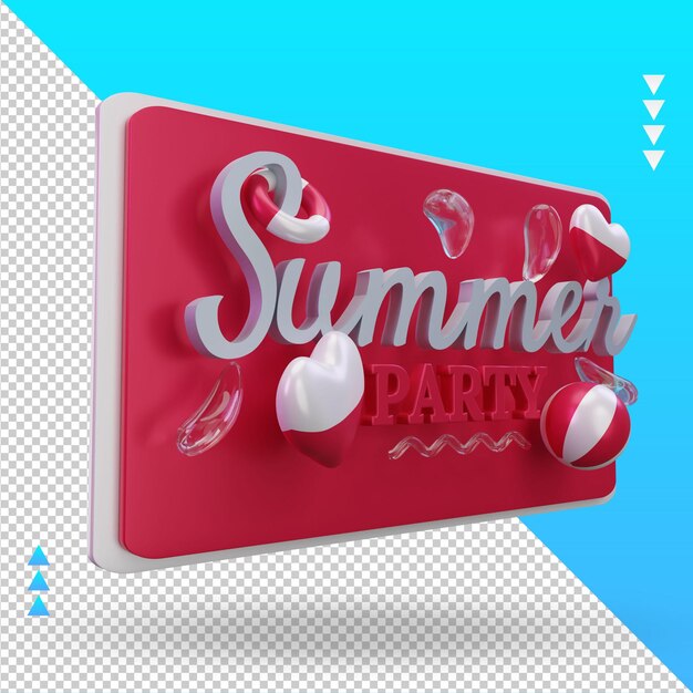 3d día de fiesta de verano amor bandera de Polonia renderizado vista izquierda