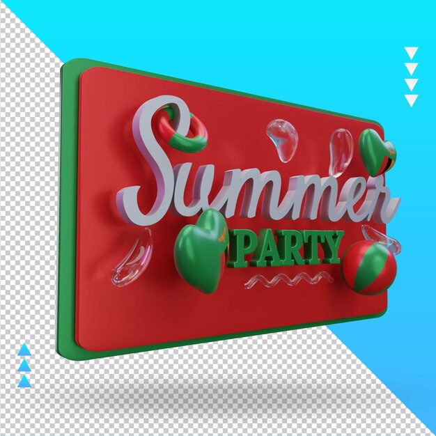 PSD 3d día de fiesta de verano amor bandera de zambia renderizado vista izquierda