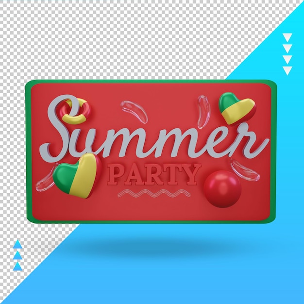 3d día de fiesta de verano amor República Congo bandera renderizado vista frontal