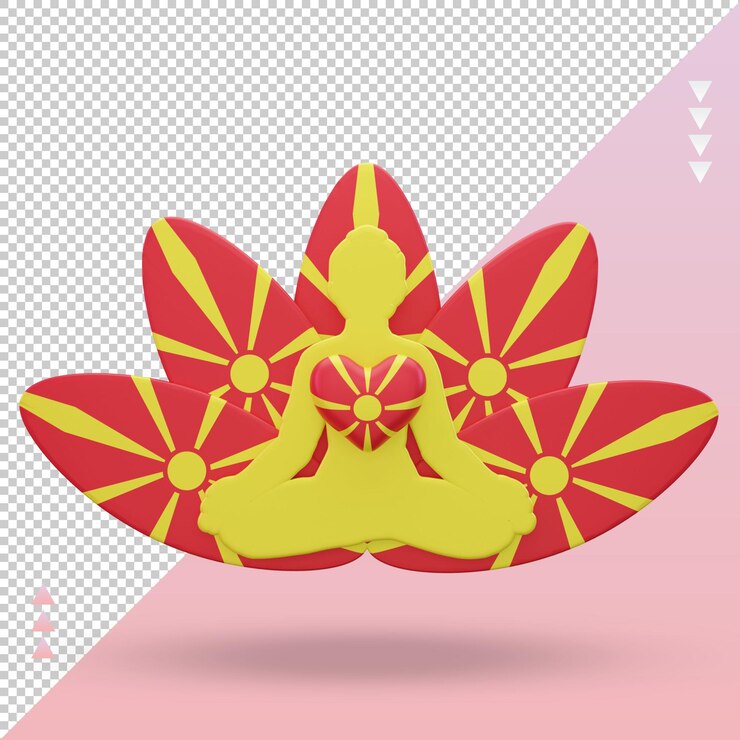 PSD 3d día internacional del yoga bandera de macedonia del norte que representa la vista frontal