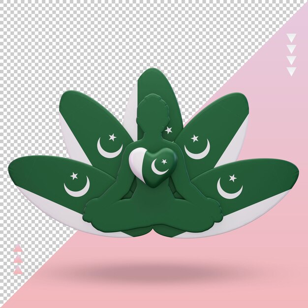 PSD 3d día internacional del yoga bandera de pakistán que representa la vista frontal