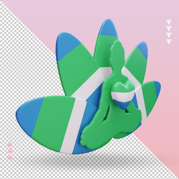 PSD 3d día internacional del yoga bandera de sierra leona representación vista izquierda