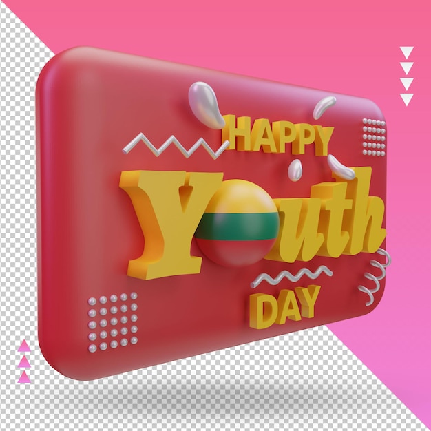 3d día de la juventud lituania bandera renderizado vista izquierda