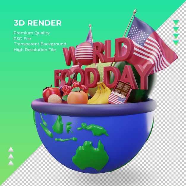 3d día mundial de la alimentación américa renderizado vista derecha