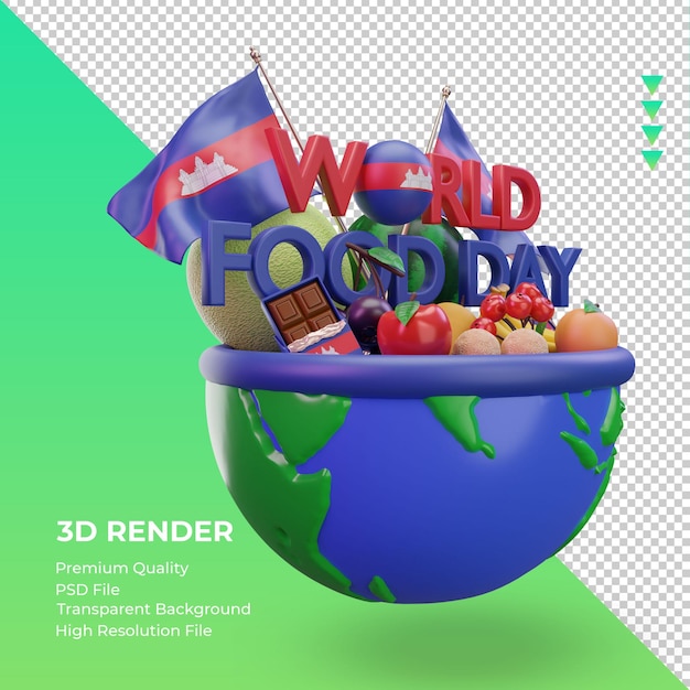 3d Día Mundial de la Alimentación Camboya renderizado vista izquierda