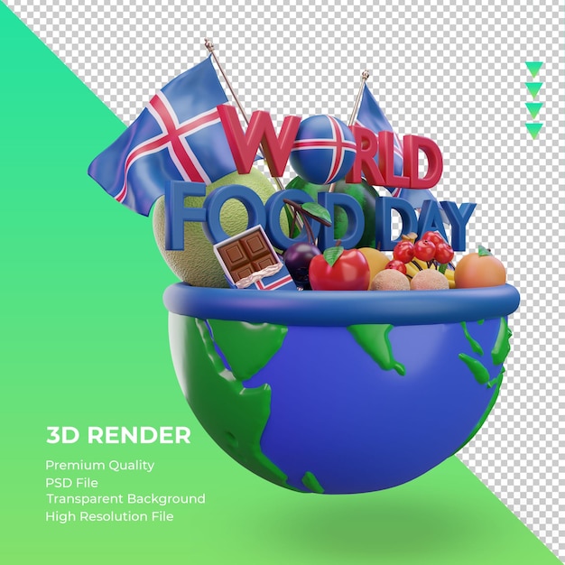 3d día mundial de la alimentación islandia renderizado vista izquierda