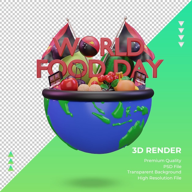 3d día mundial de la alimentación papua nueva guinea renderizado vista frontal