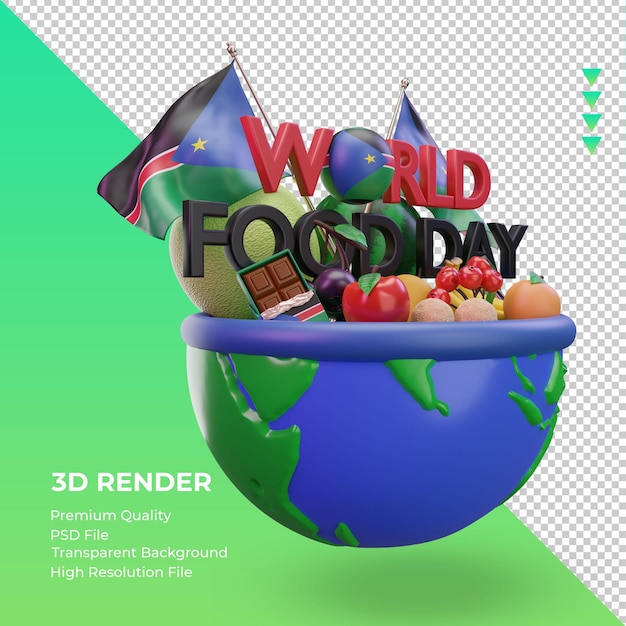 PSD 3d día mundial de la alimentación sudán del sur renderizado vista izquierda