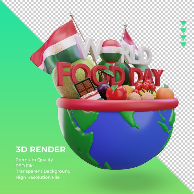 PSD 3d día mundial de la alimentación tayikistán renderizado vista izquierda