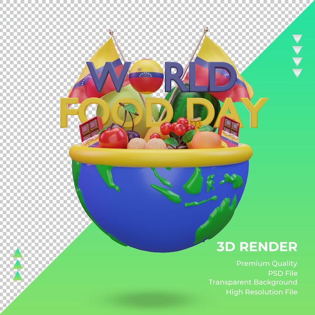 3d día mundial de la alimentación venezuela renderizado vista frontal