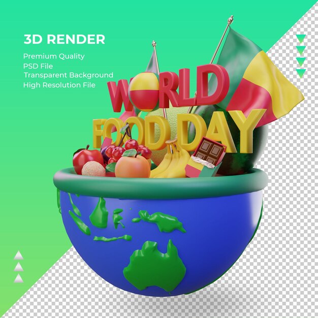 PSD 3d dia mundial da alimentação benin renderizando a vista direita