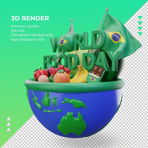 PSD 3d dia mundial da alimentação brasil renderizando a visão certa