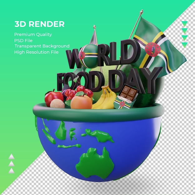 PSD 3d dia mundial da alimentação dominica renderizando a vista direita