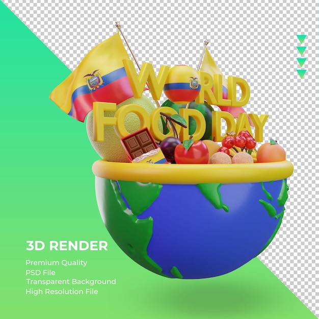 PSD 3d dia mundial da alimentação equador renderizando a vista esquerda