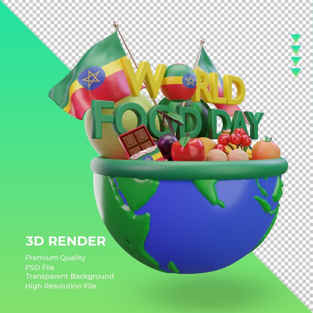 PSD 3d dia mundial da alimentação etiópia renderizando a vista esquerda