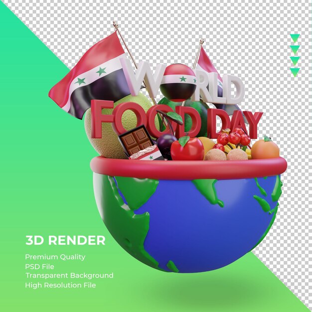 PSD 3d dia mundial da alimentação síria renderizando a vista esquerda