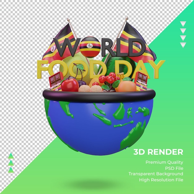 PSD 3d dia mundial da alimentação uganda renderização vista frontal