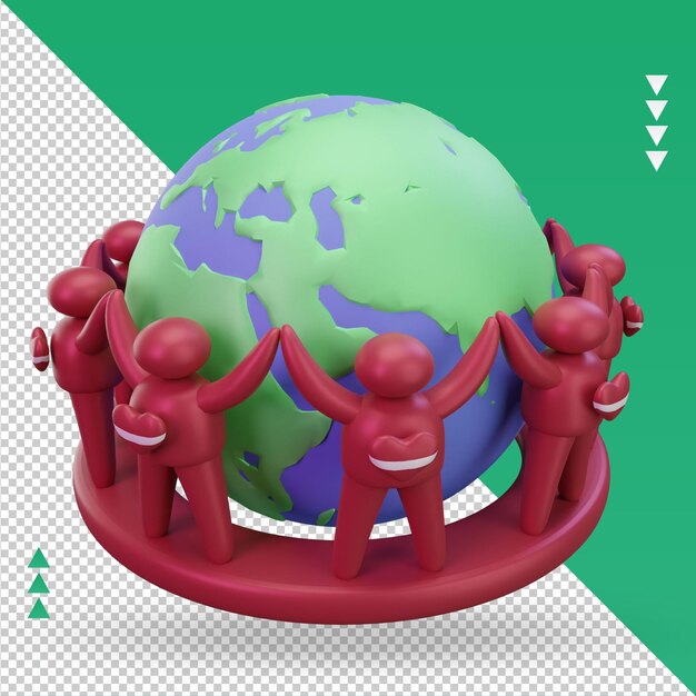 PSD 3d dia mundial da população pessoas bandeira da letônia renderizando a vista esquerda