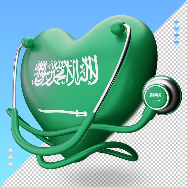 3d dia mundial da saúde bandeira da Arábia Saudita renderizando a visão correta