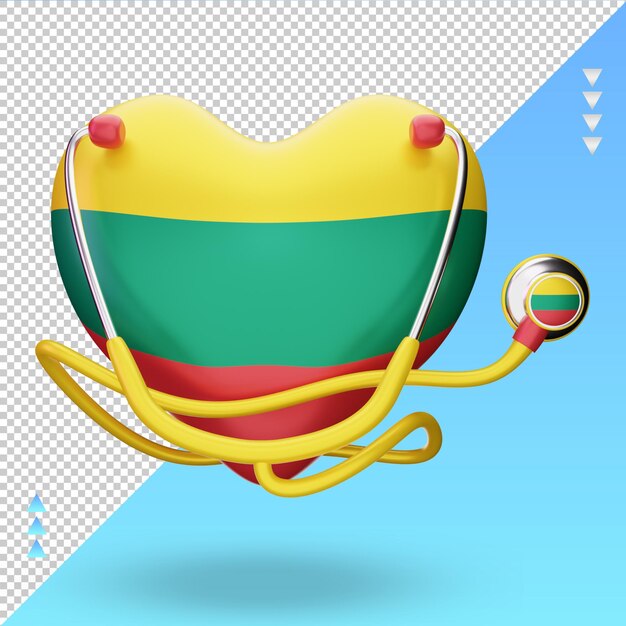 PSD 3d dia mundial da saúde bandeira da lituânia renderização vista frontal