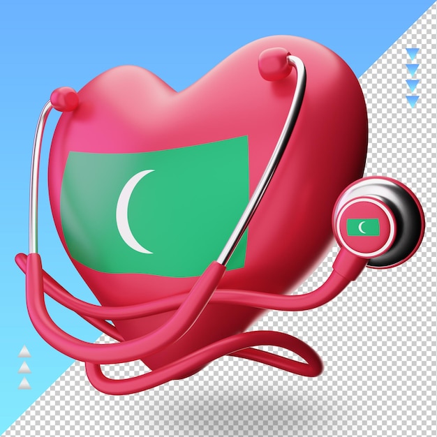 3d dia mundial da saúde bandeira das maldivas renderizando a visão correta