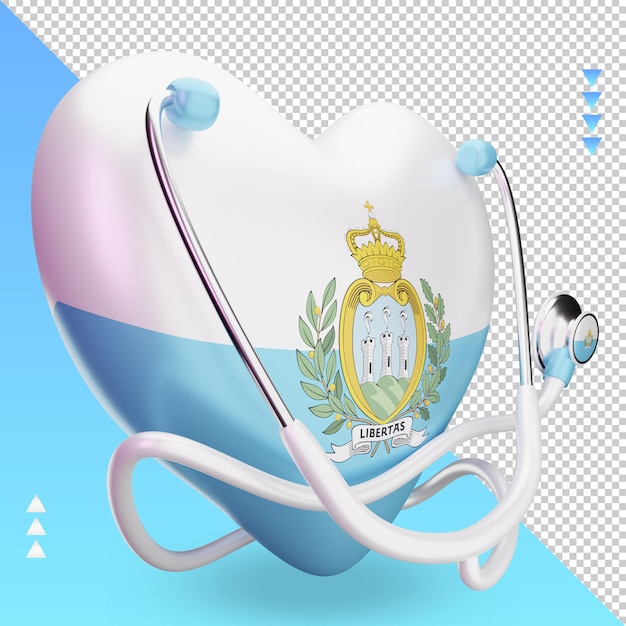 3d dia mundial da saúde bandeira de san marino renderizando a vista esquerda