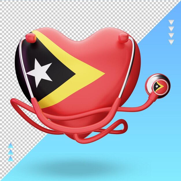 PSD 3d dia mundial da saúde bandeira de timor leste renderização vista frontal