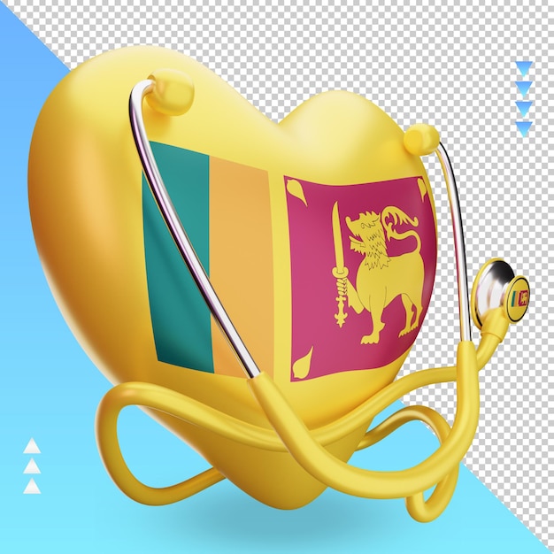 3d dia mundial da saúde bandeira do sri lanka renderização da vista esquerda