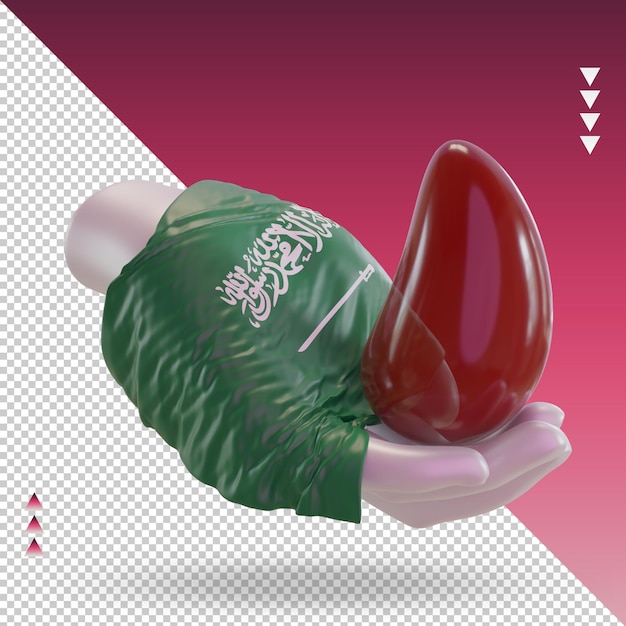 3d dia mundial do doador de sangue bandeira da Arábia Saudita renderizando a vista esquerda