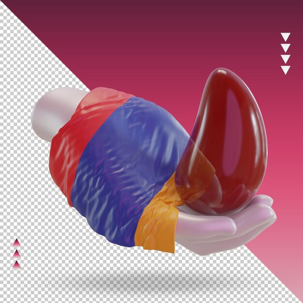 3d dia mundial do doador de sangue bandeira da Armênia renderizando a vista esquerda