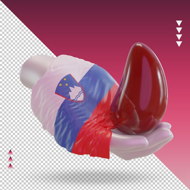 3d dia mundial do doador de sangue bandeira da Eslovênia renderizando a vista esquerda